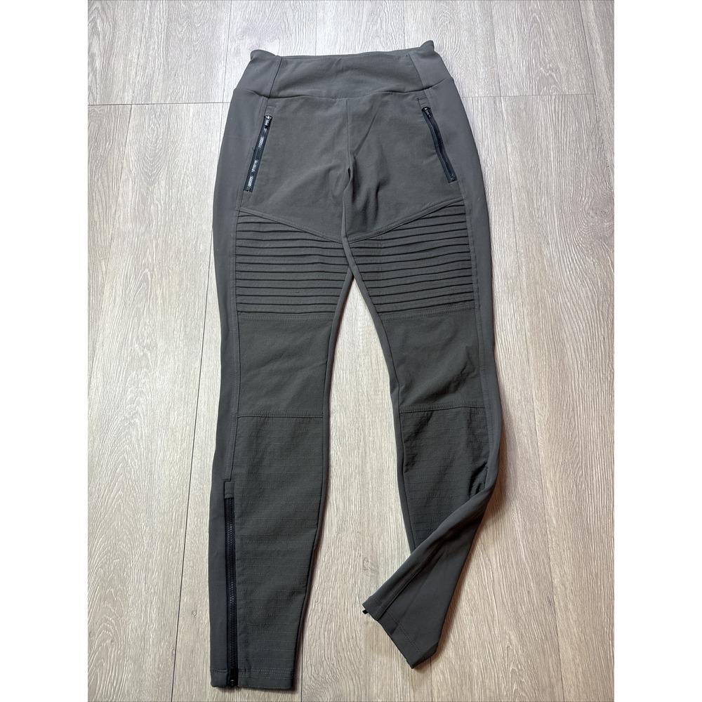 Athleta Headlands Hybrid Moto Tights Size 4 Gray Ribbed 28" Inseam